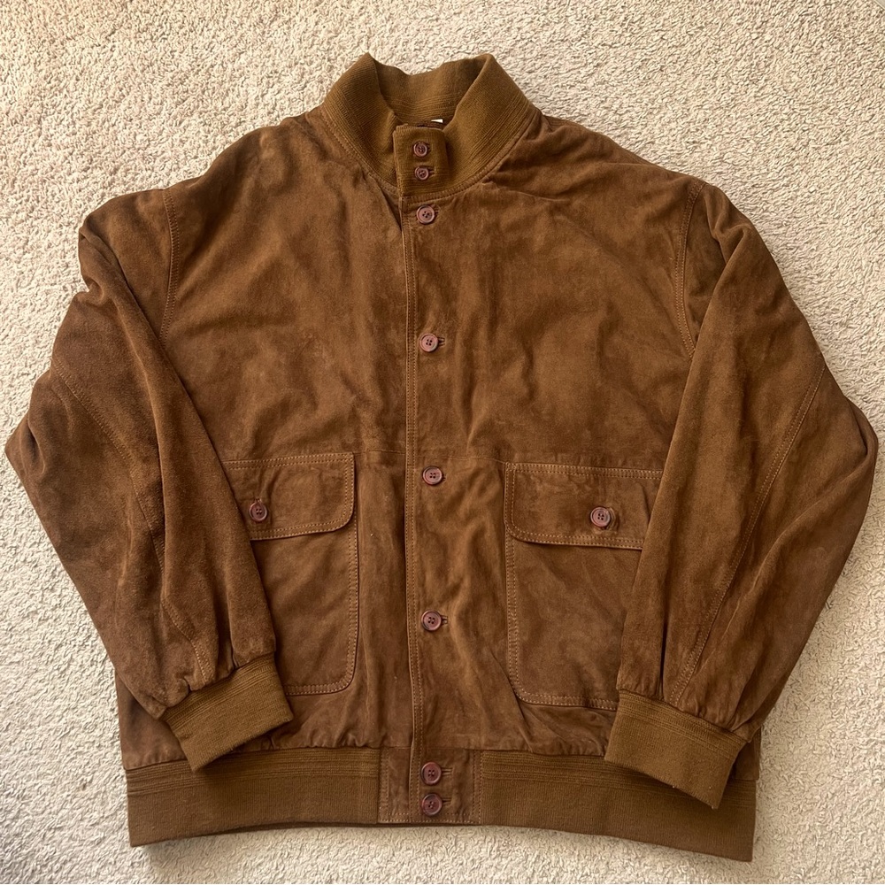 Vintage Leather Suede Buttoned Jacket Gerard Made in Italy READ!